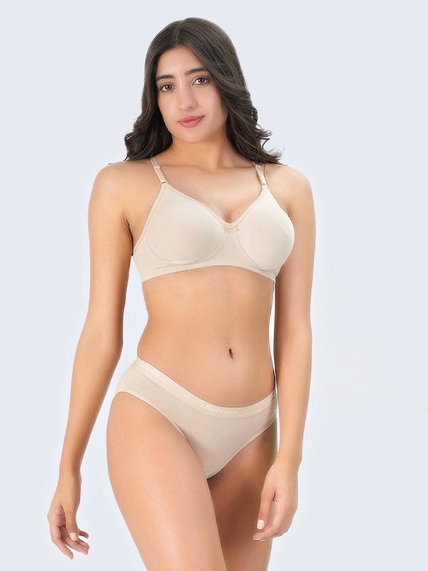 Ladyland Bra & Panty Set Solid Green Lingerie Set - 34B