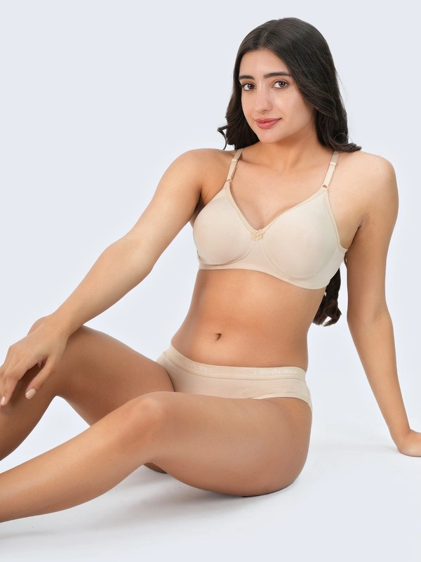 Ladyland Bra & Panty Set Solid Green Lingerie Set - 34B