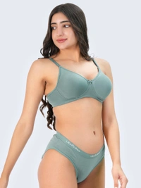 Ladyland Bra & Panty Set Solid Green Lingerie Set - 30B, 100, Green, Full Coverage, Cotton, Hand wash, All Days Comfortable, Non Wired, Regular, B, Branded Box, N/A, Non Padded, Women, 1