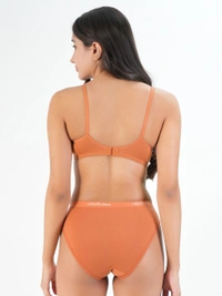 Ladyland Bra & Panty Set Solid Green Lingerie Set - 30B, 100, Orange, Full Coverage, cotton, Hand wash, All days Comfortable, Regular, Branded Box, Non wired, B, Non Padded, Women, 1