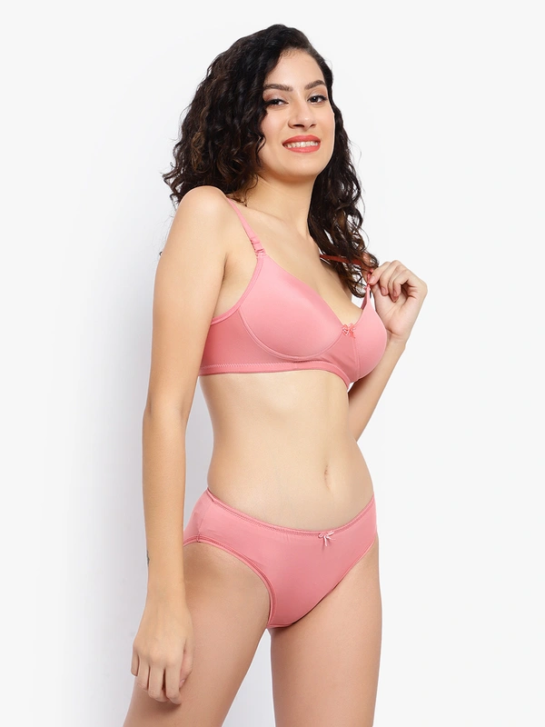 Ladyland Padded Mould Cup Seamless Lingerie set - 32B, Pink