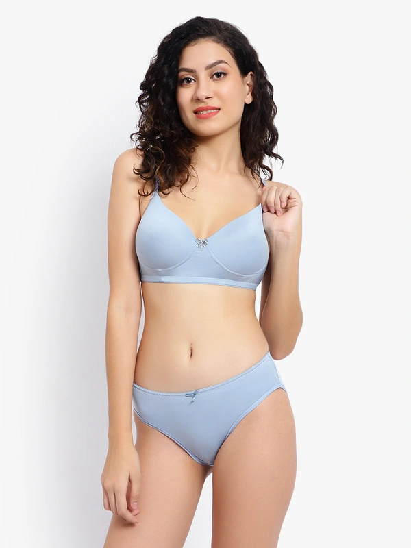 Ladyland Padded Mould Cup Seamless Lingerie set - 38B, Light Blue