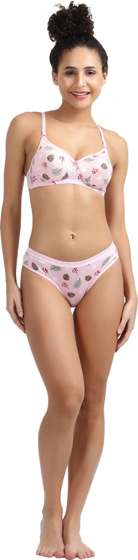 Ladyland Seamless mould Cup padded Lingerie set pack of 1 - 30B, Pink