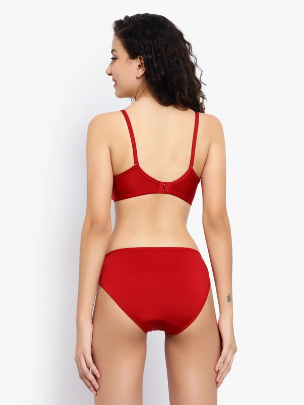 Ladyland Padded Mould Cup Seamless Lingerie set - 34B, Maroon