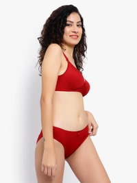 Ladyland Padded Mould Cup Seamless Lingerie set - 34B, Maroon