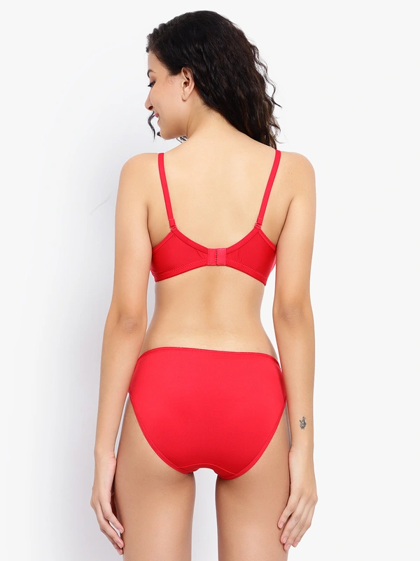 Ladyland Padded Mould Cup Seamless Lingerie set - 30B, Red