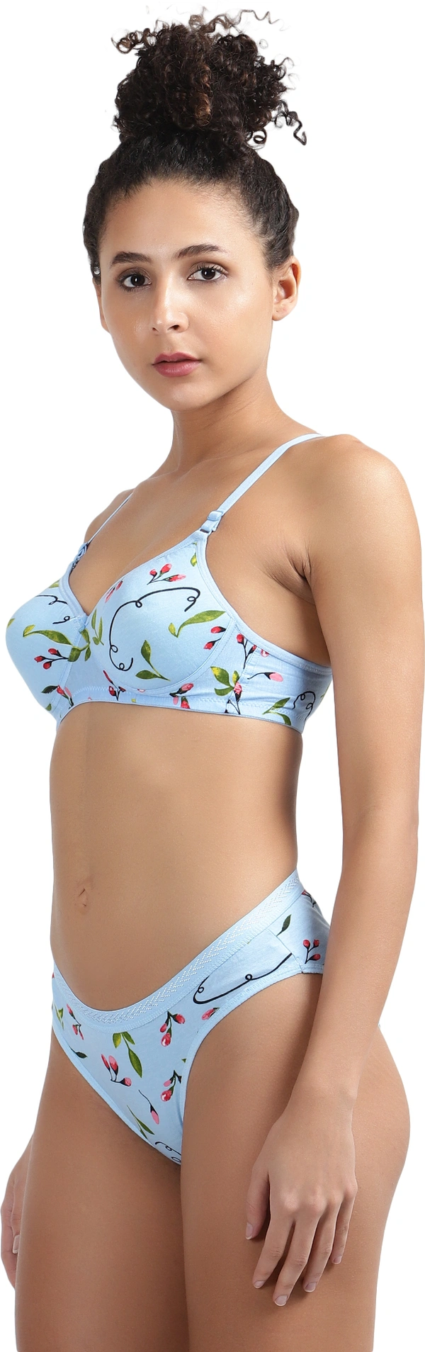Ladyland Seamless mould Cup padded Lingerie set pack of 2 - 40B, Light Blue
