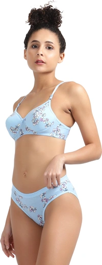 Ladyland Seamless mould Cup padded Lingerie set pack of 2 - 34B, Grey::Grey