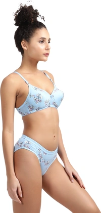 Ladyland Seamless mould Cup padded Lingerie set pack of 2 - 34B, Grey::Grey