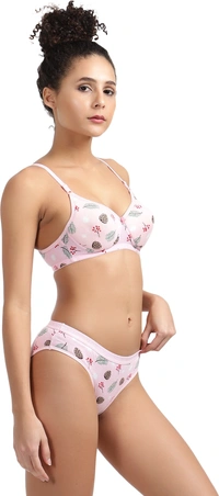 Ladyland Seamless mould Cup padded Lingerie set pack of 2 - 40B, Pink