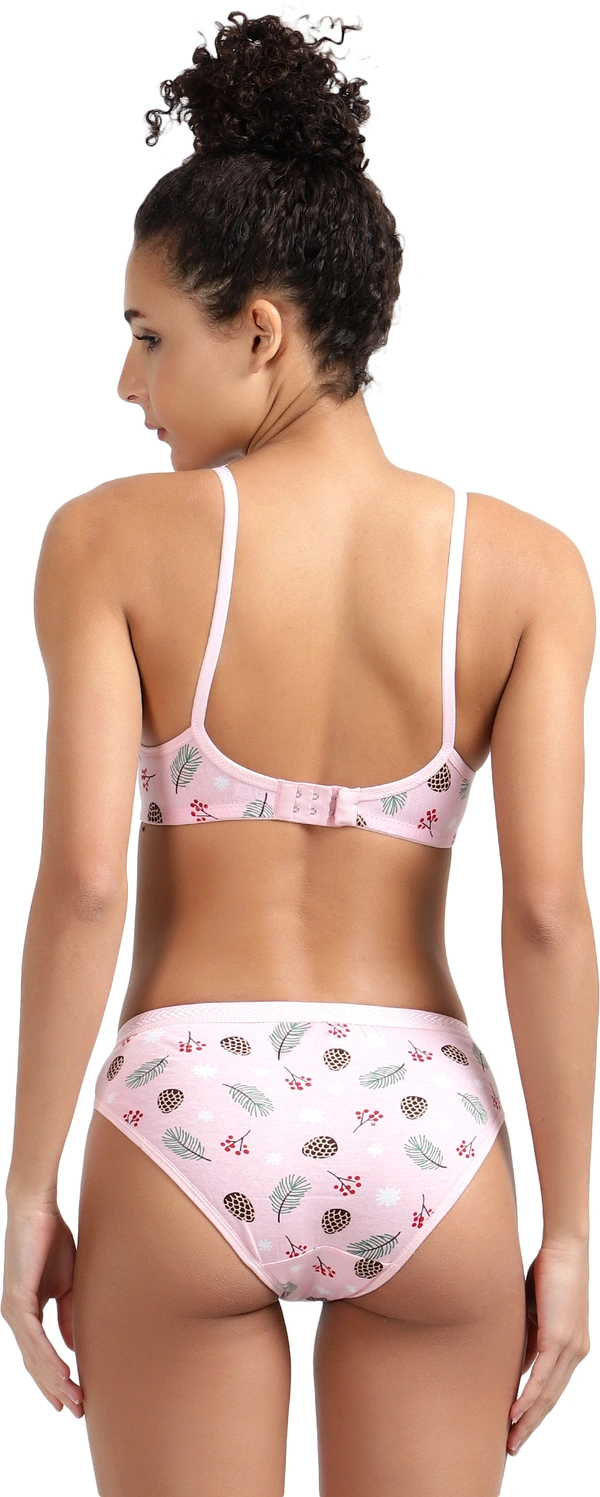 Ladyland Seamless mould Cup padded Lingerie set pack of 2 - 40B, Pink