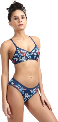 Ladyland Seamless mould Cup padded Lingerie set pack of 2 - 40B, Blue