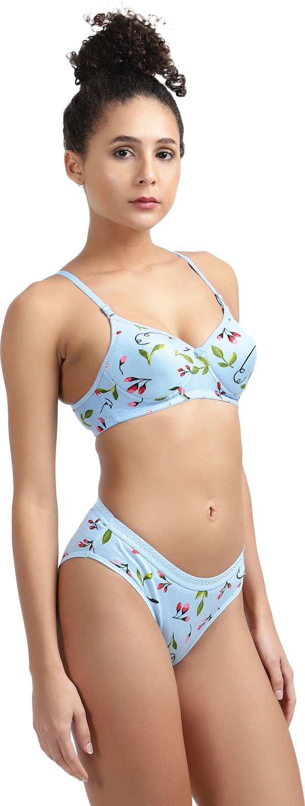 Ladyland Seamless mould Cup padded Lingerie set pack of 2 - 30B, Blue::Blue