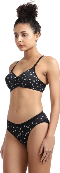 Ladyland Seamless mould Cup padded Lingerie set pack of 2 - 32B, Black