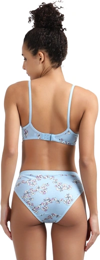 Ladyland Seamless mould Cup padded Lingerie set pack of 2 - 34B, Light Blue::Blue