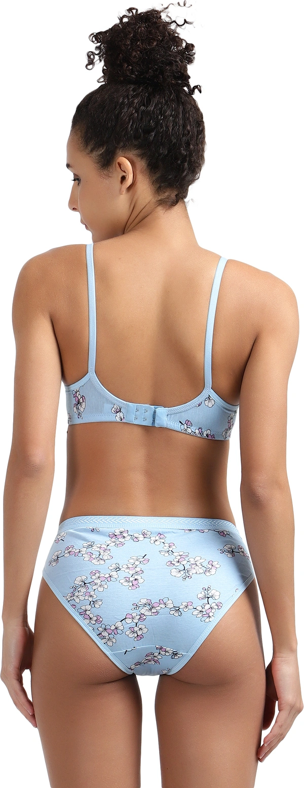 Ladyland Seamless mould Cup padded Lingerie set pack of 2 - 34B, Light Blue::Blue