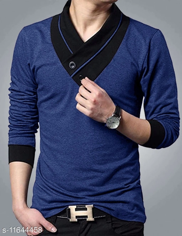 Eyebogler Cotton Round Neck Men Tshirts - Dark Blue