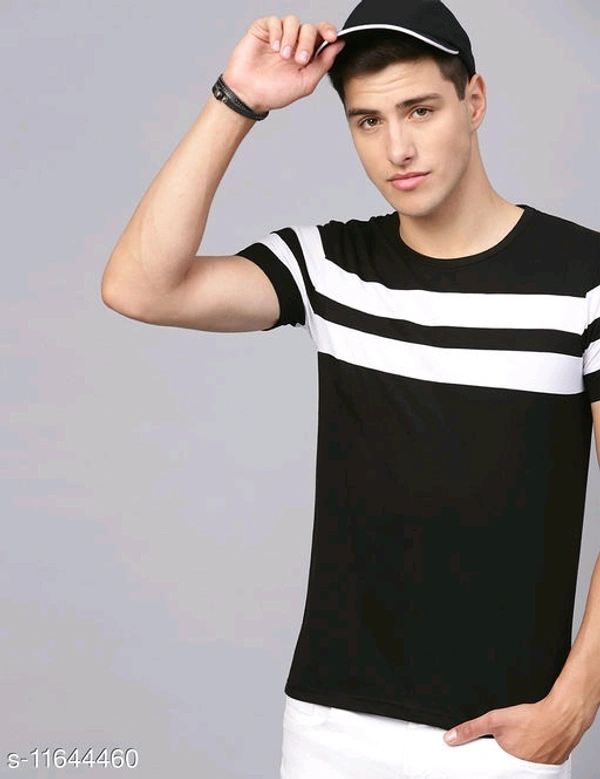 Eyebogler Cotton Round Neck Men Tshirts - Black&White