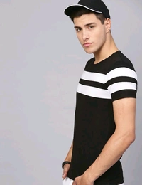 Eyebogler Cotton Round Neck Men Tshirts - Black&White