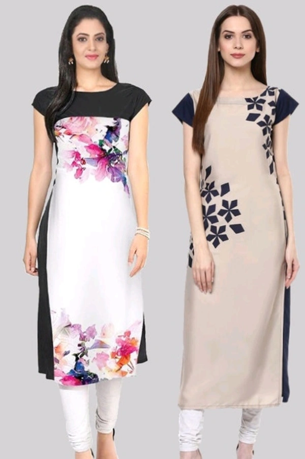 Women's Crepe Straight Cut Long Kurti - Combo 1