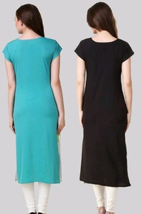 Women's Crepe Straight Cut Long Kurti - Combo 2
