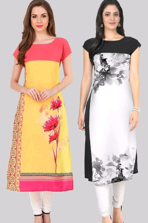 Women's Crepe Straight Cut Long Kurti - Combo 3