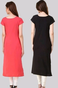 Women's Crepe Straight Cut Long Kurti - Combo 3