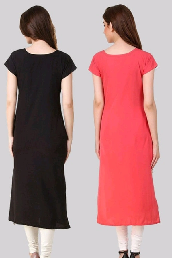 Women's Crepe Straight Cut Long Kurti - Combo 4