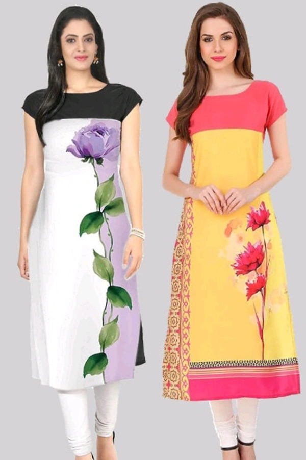 Women's Crepe Straight Cut Long Kurti - Combo 5