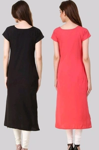 Women's Crepe Straight Cut Long Kurti - Combo 5