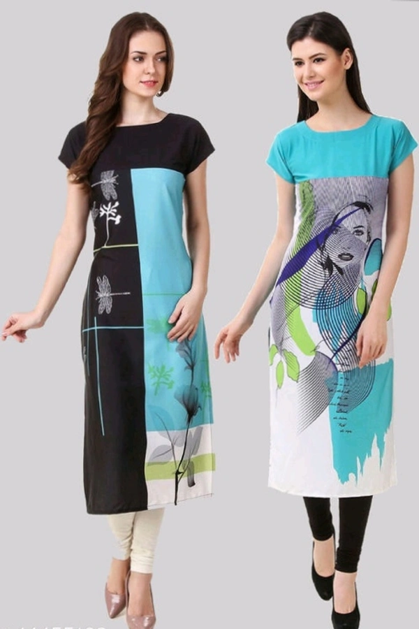 Women's Crepe Straight Cut Long Kurti - Combo 6