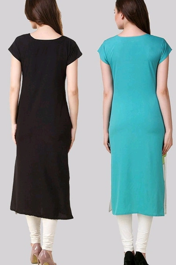 Women's Crepe Straight Cut Long Kurti - Combo 6