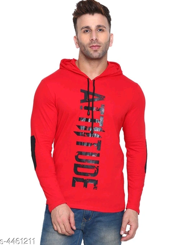 Trendy Men Attitude Hoddie T-shirt - Red