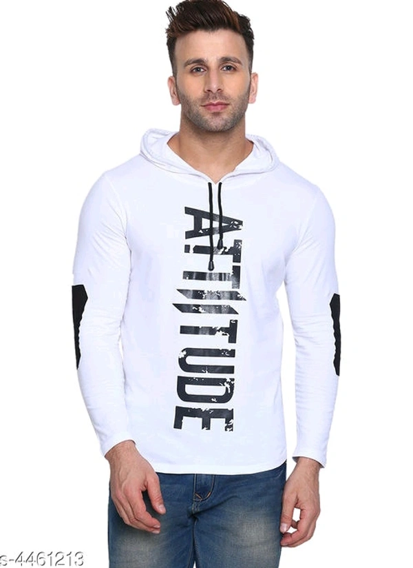 Trendy Men Attitude Hoddie T-shirt - White