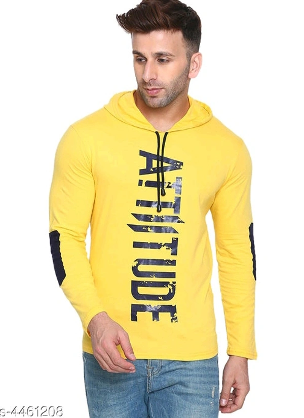 Trendy Men Attitude Hoddie T-Shirt - Yellow