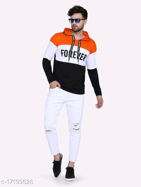 Shap Typography Men's Hooded T-shirts - Orange
