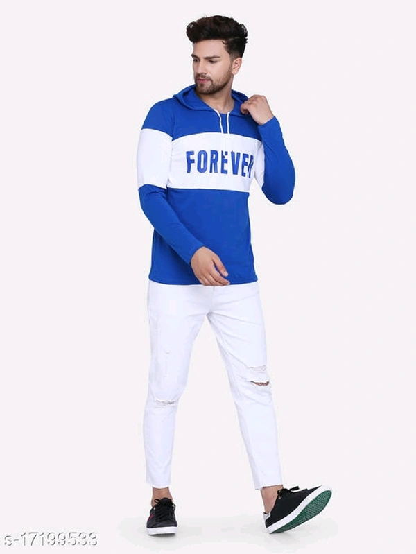Shap Typography Men's Hooded T-shirts - Blue