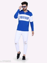 Shap Typography Men's Hooded T-shirts - Blue