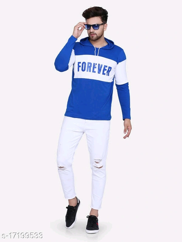 Shap Typography Men's Hooded T-shirts - Blue