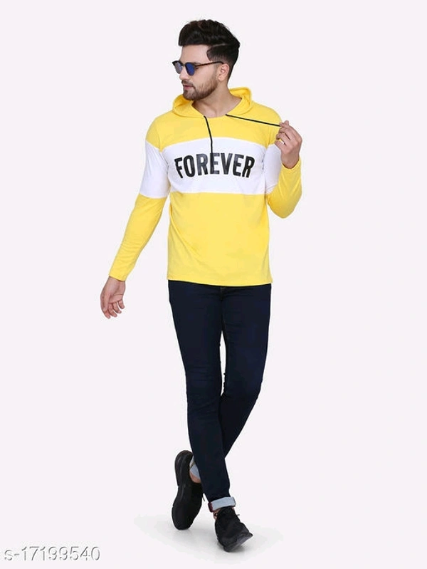 Shap Typography Men's Hooded T-shirts - Yellow