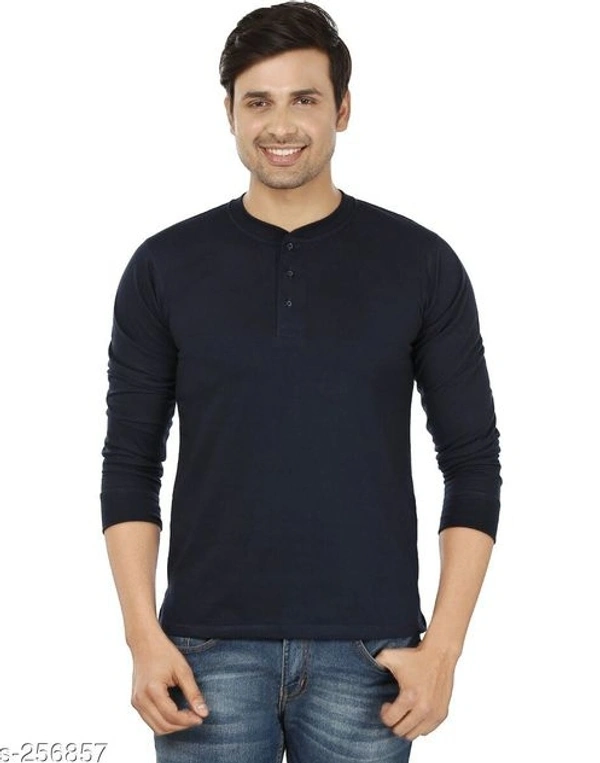 Henley's Neck Men T-shirt  - Black