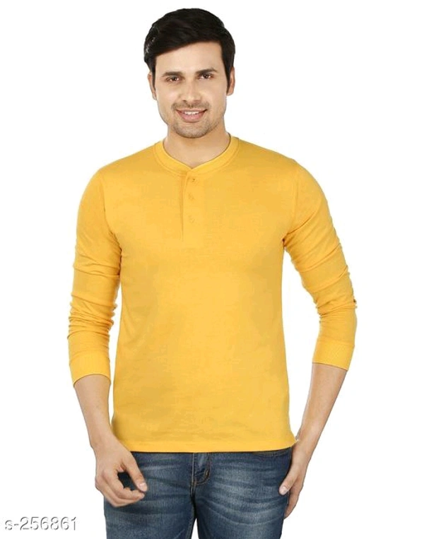 Henley's Neck Men T-shirt  - Yellow