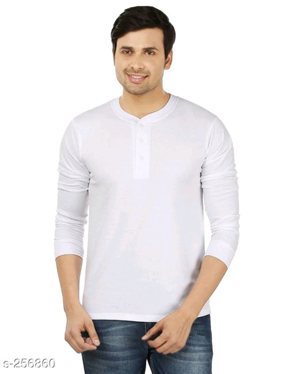 Henley's Neck Men T-shirt  - White