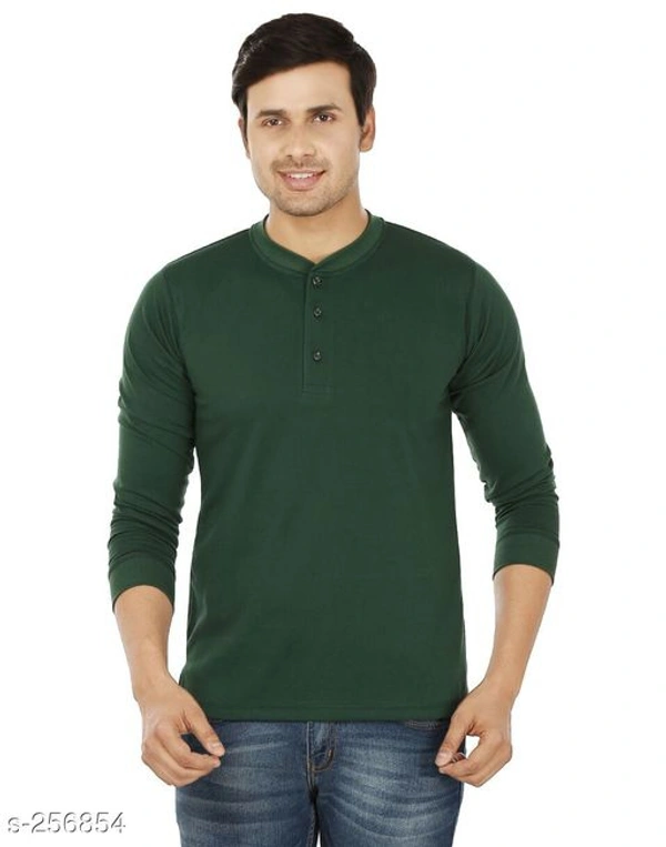 Henley's Neck Men T-shirt  - Green
