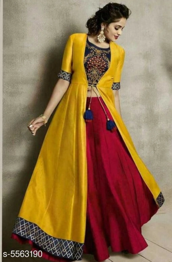 Women Rayon Crop Top Kurti With Skirt