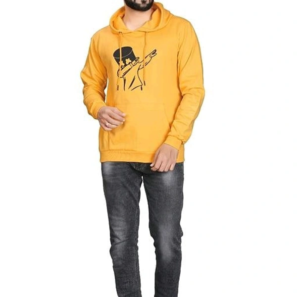 Printed Hoodie For Men  - Yellow