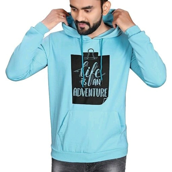 Printed Hoodie For Men  - Blue