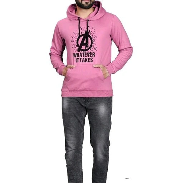 Printed Hoodie For Men  - Pink