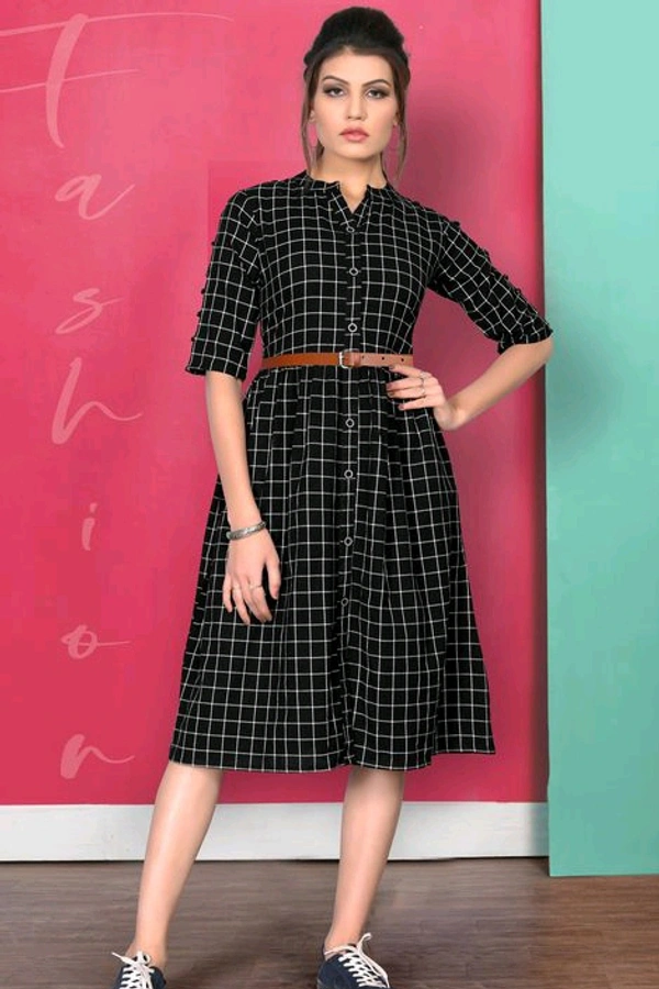 Retro Women Skater Cotton Dress - Black