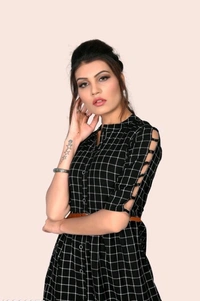 Retro Women Skater Cotton Dress - Black
